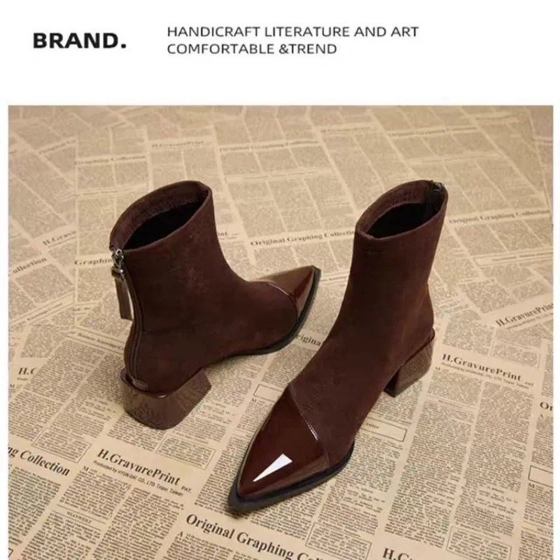 Women's Suede Chelsea Ankle Boots 6