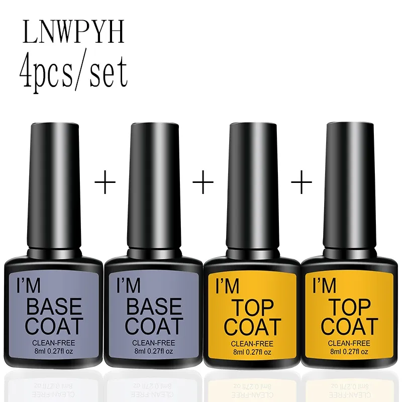 4Pcs Clear Gel Nail Polish Base & Top Coat Set 1