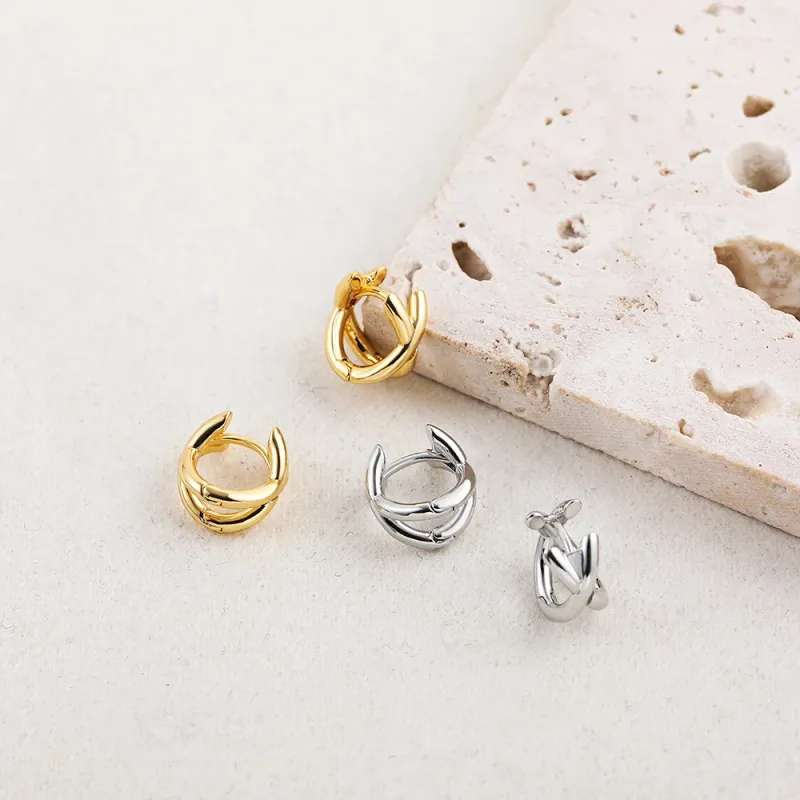 Criss-Cross Mini Huggie Hoop Earrings 2