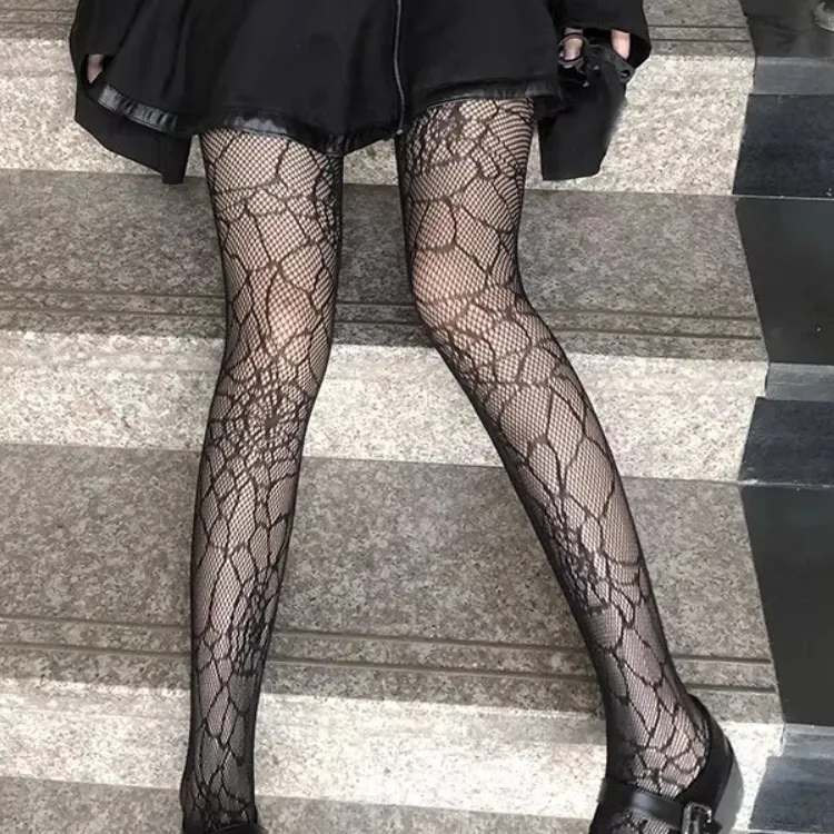 Gothic Spider Web Fishnet Stockings 5