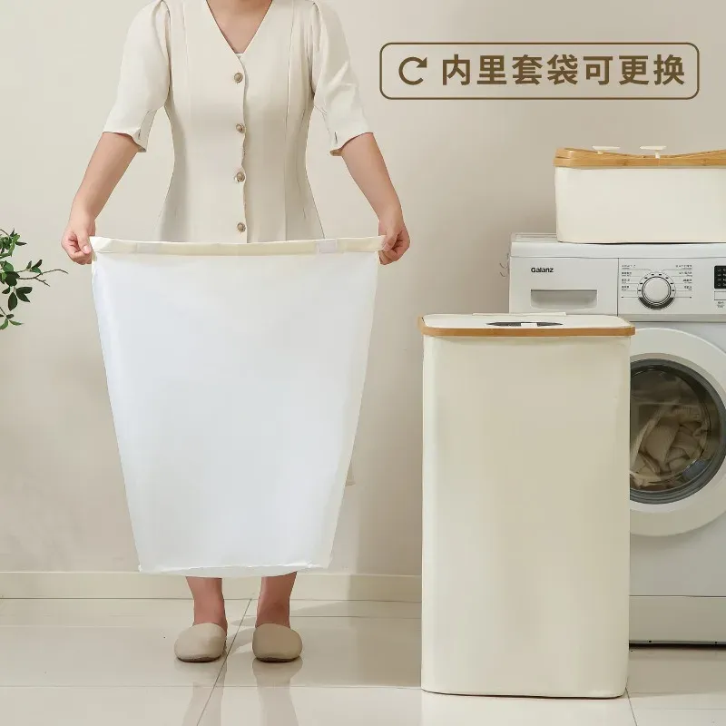 Складная бамбуковая корзина для белья 2