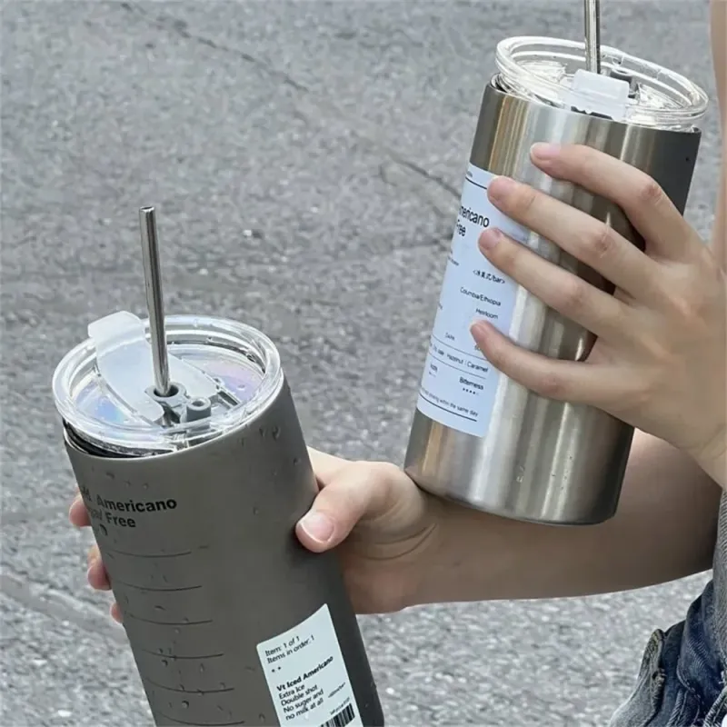 600ml Stainless Steel Thermos Cup with Straw 5