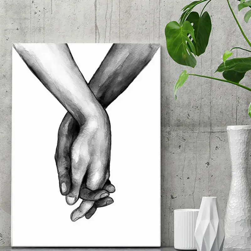 Minimalist Hand in Hand Love Wall Art 5