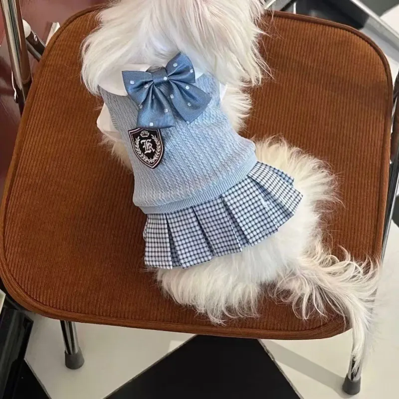 Plaid Pet Sweater with Bow Tie 4