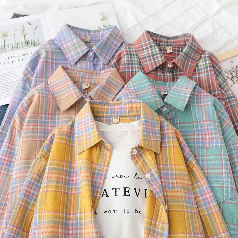 Casual Plaid Long Sleeve Blouse 6