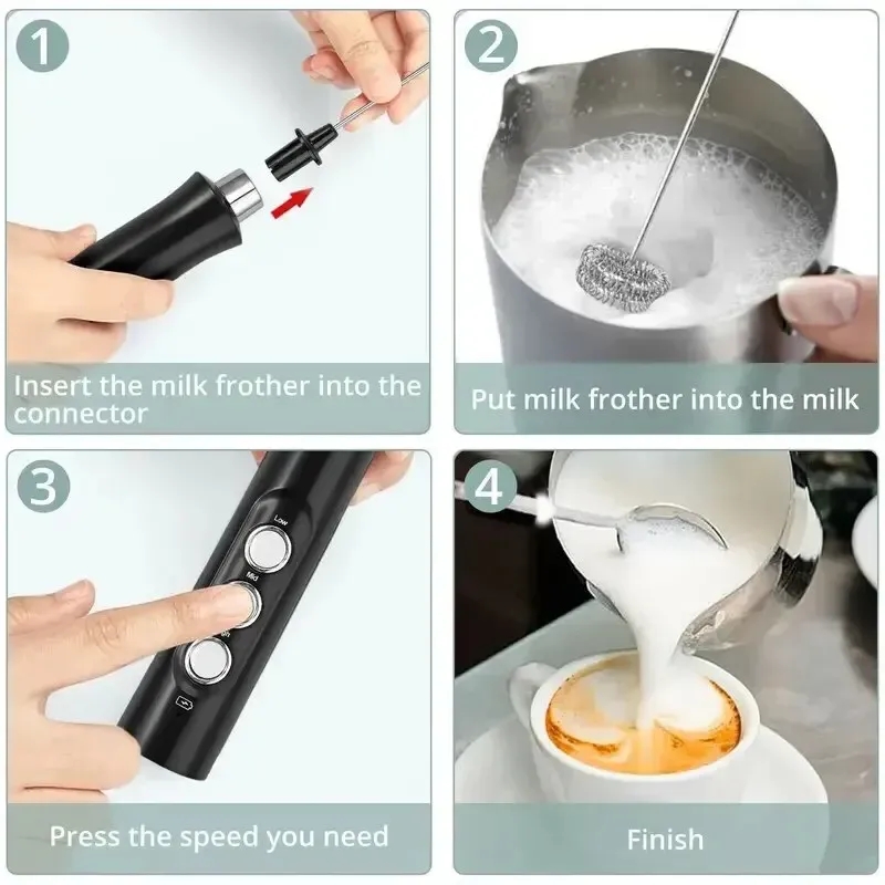 Wireless Rechargeable Milk Frother 3-Speed 5