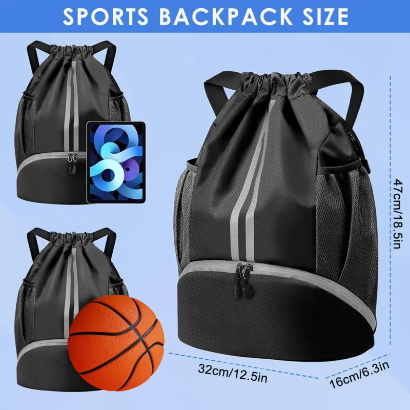 Sports Drawstring Backpack with Shoe Compartment 6