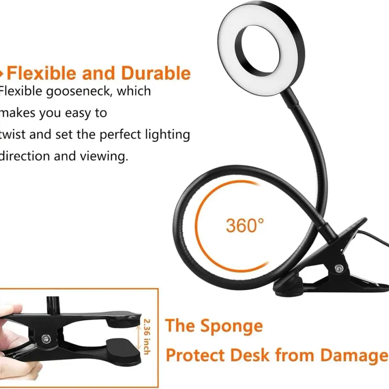 360° LED Clip Desk Reading Lamp 6