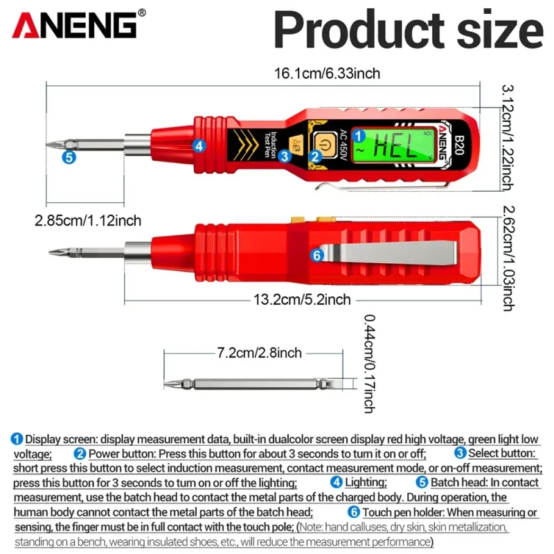 ANENG B20 Voltage Tester Screwdriver Pen 6