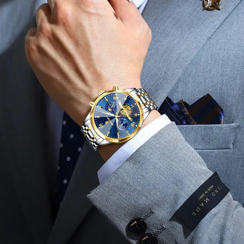 POEDAGAR Men's Luminous Chronograph Watch 5
