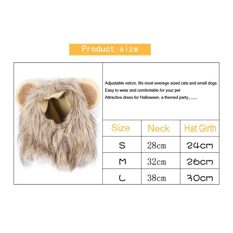 Lion Mane Pet Costume Wig Hat 6