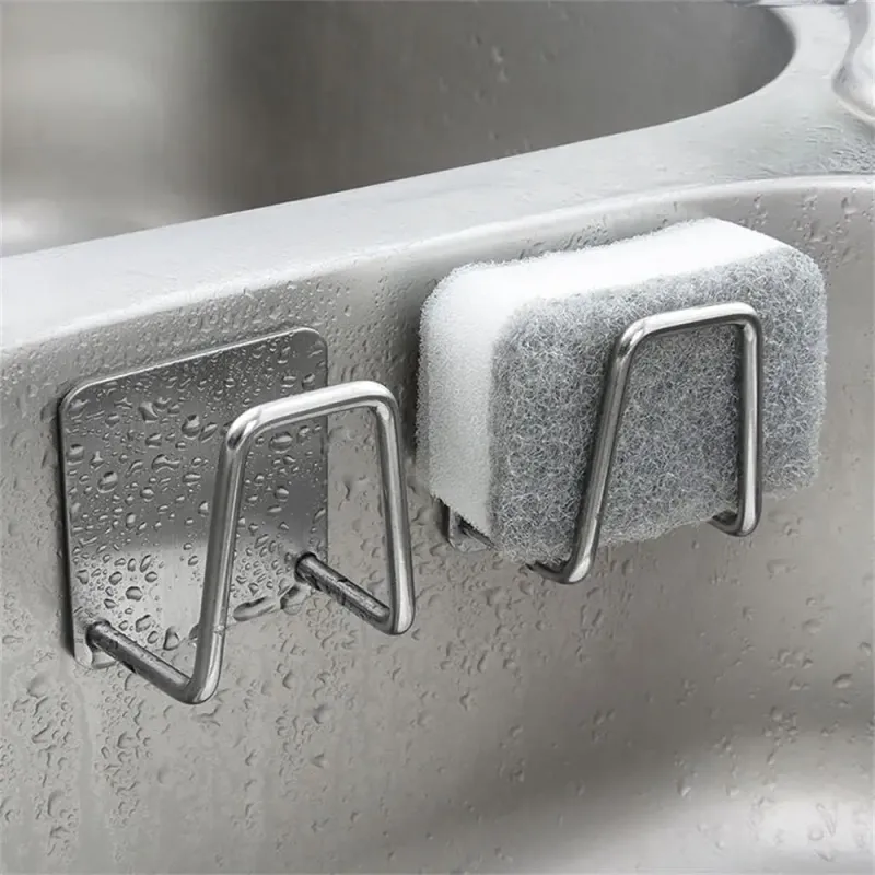 Adhesive Stainless Steel Sponge Holder Set 4