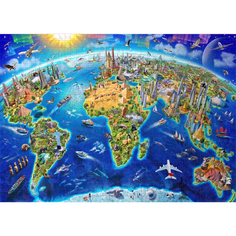 World Landmarks Map Jigsaw Puzzle 1000 Pieces 4