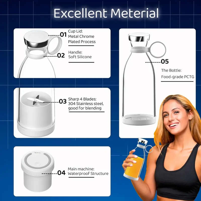 Portable Mini Blender - 11 oz Travel-Friendly 4