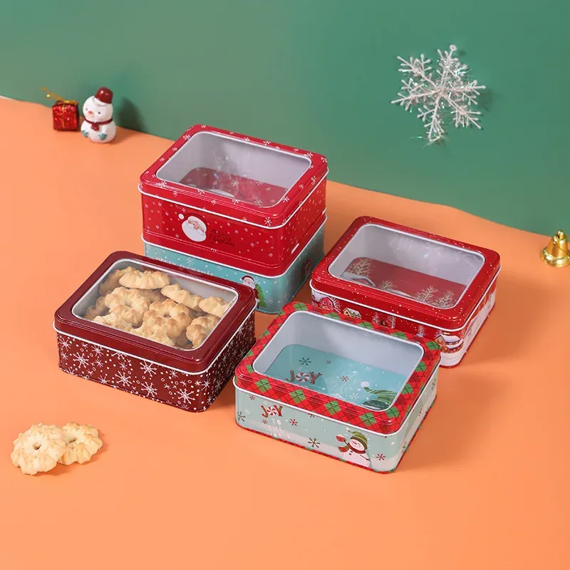 Christmas Window Tin Cookie Box 1