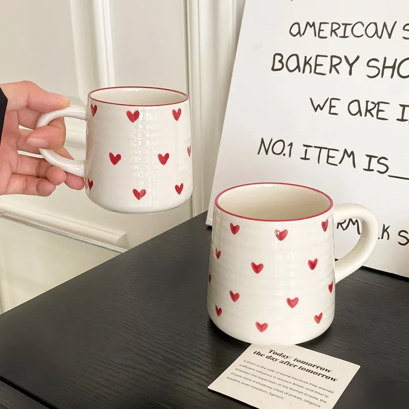 Cute Heart-Shaped Ceramic Coffee Mug 2