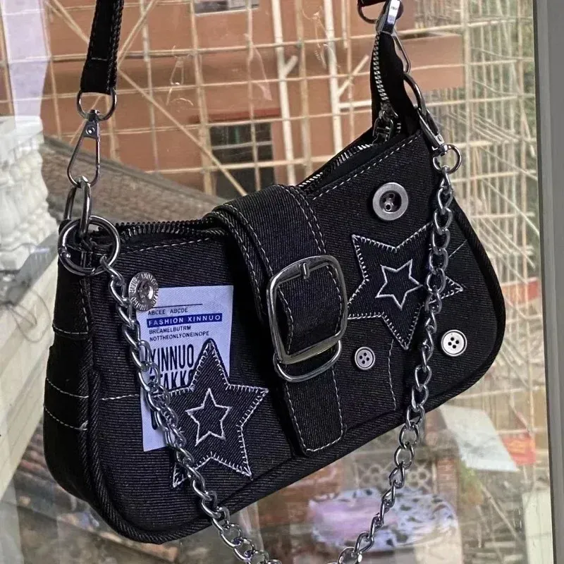 Y2K Retro Canvas Underarm Chain Bag 2