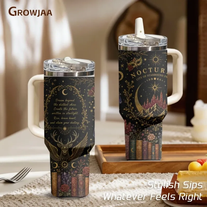 Night Sky & Mountains Velaris Vacuum Flasks 40oz 3rd Gen Vacuum Insulated Stainless Steel Car Tumbler Cup with Handle Straw Lid 2