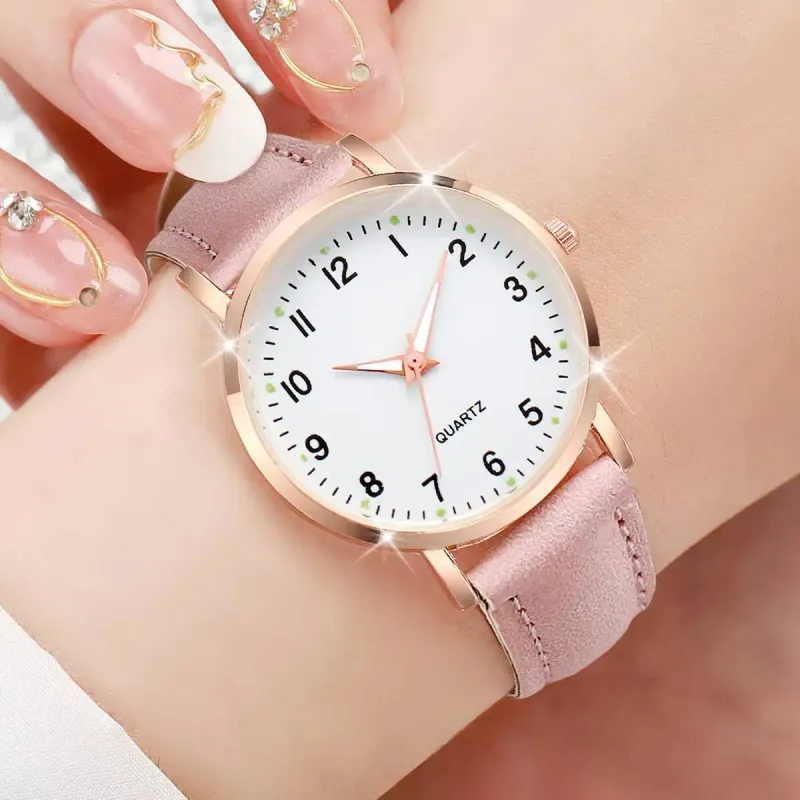 Arabic Dial Quartz Watch with Leather Strap 6