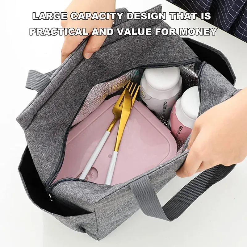 Cute Grey Garland Letter Thermal Lunch Bag 5