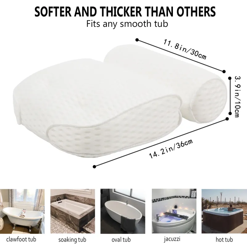 Luxury Bath Pillow with Suction Cups 4