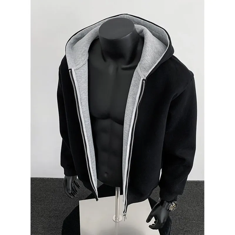 Men's Double Zipper Hooded Cardigan 5