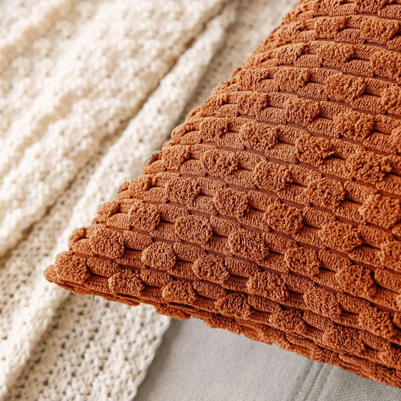 Fall Boho Striped Corduroy Throw Pillow Covers 2