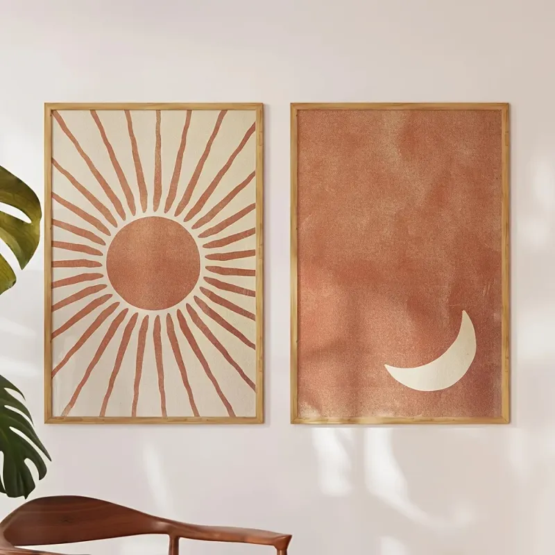 Boho Moon Sun Canvas Print Set of 2 4