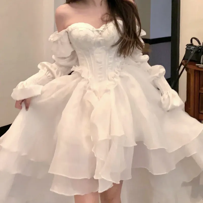 White Fairy Midi Evening Dress 1