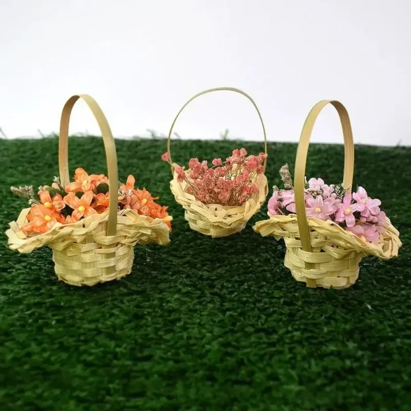 Mini Braid Flower Basket with Handle 2
