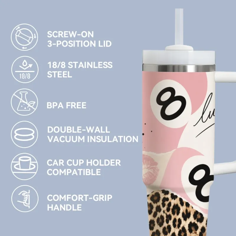 Pink Leopard Print Insulated Tumbler 6