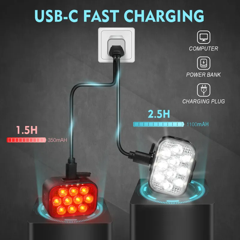 BUCKLOS USB Bike Light Set 4