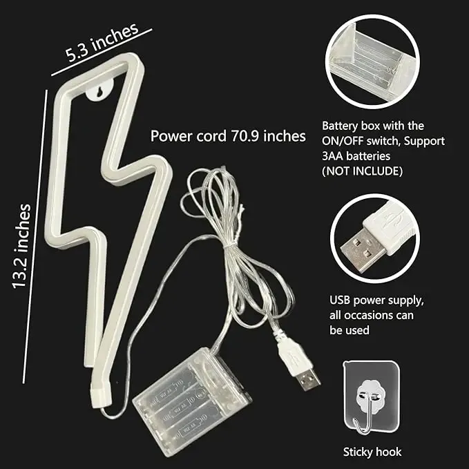 Lightning LED Neon Light - USB/Battery Powered 3