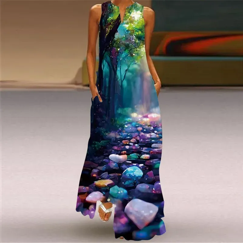 Vintage Print Boho Maxi Dress 2