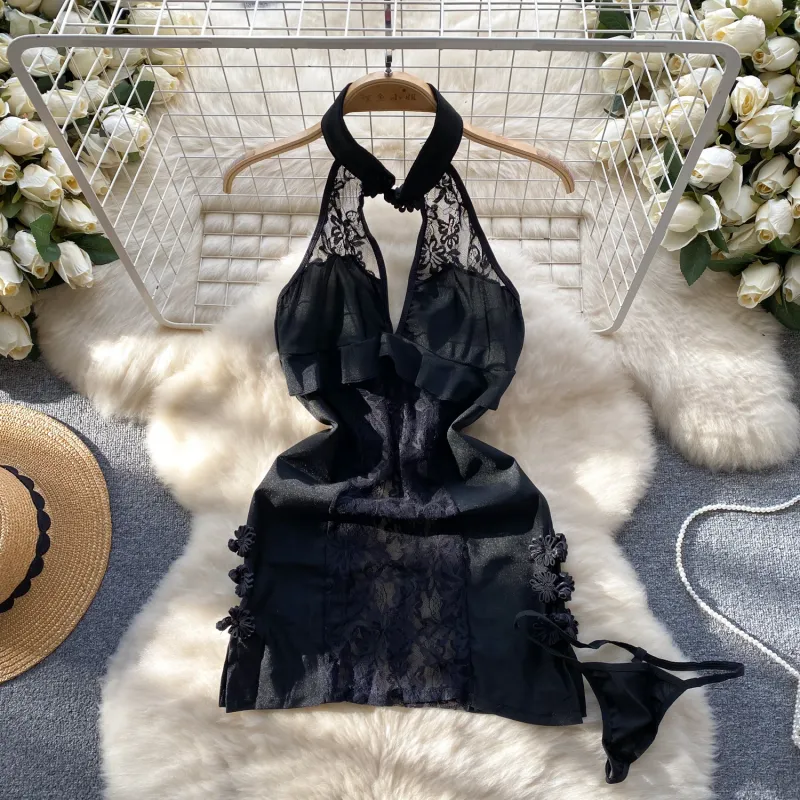 Sexy Halter Playsuit with Lace-Up 5