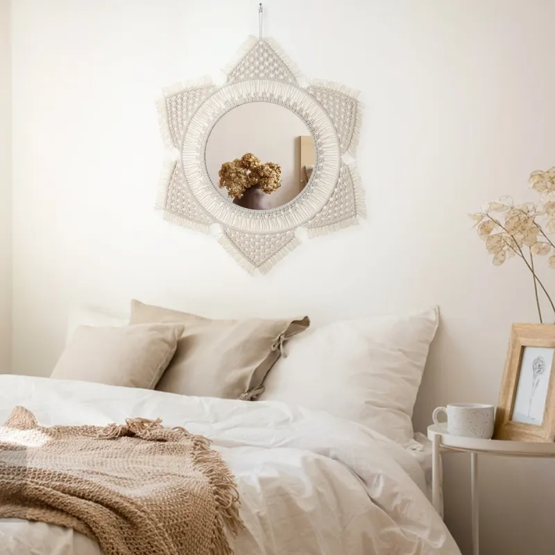 Boho Macrame Round Wall Mirror 2
