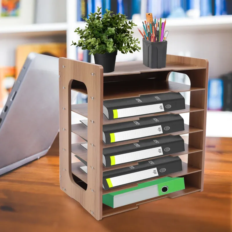 7-Tier Wood Office Paper Organizer 1