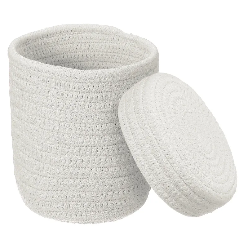 Cotton Rope Storage Basket with Lid 2