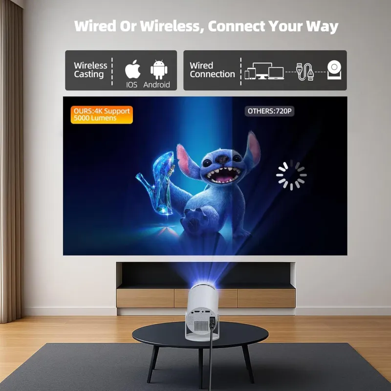 Portable 4K Mini WiFi Bluetooth Projector 5