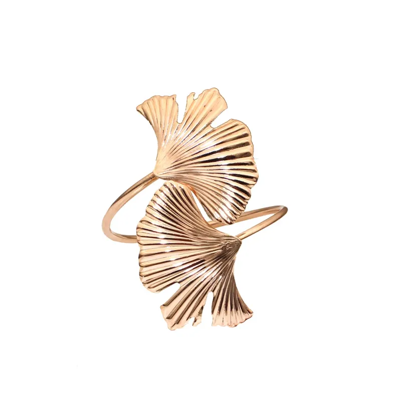 Gold Gingko Leaf Napkin Rings Set of 6 6