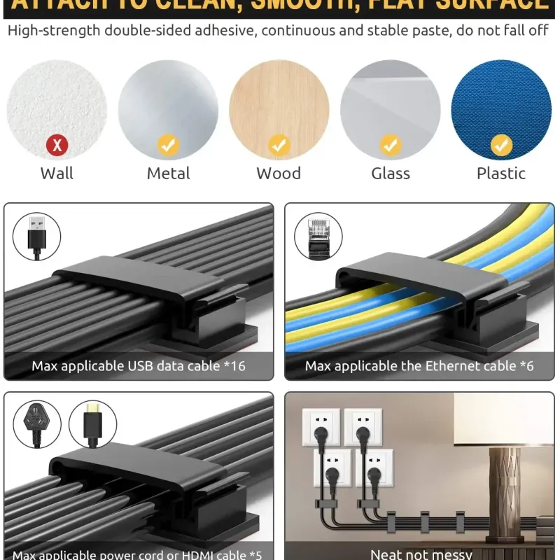 Self Adhesive Cable Clips Set 6