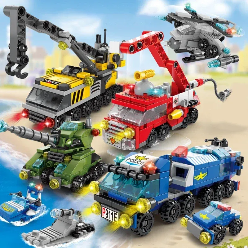 6-in-1 City Vehicle Building Blocks Set 1