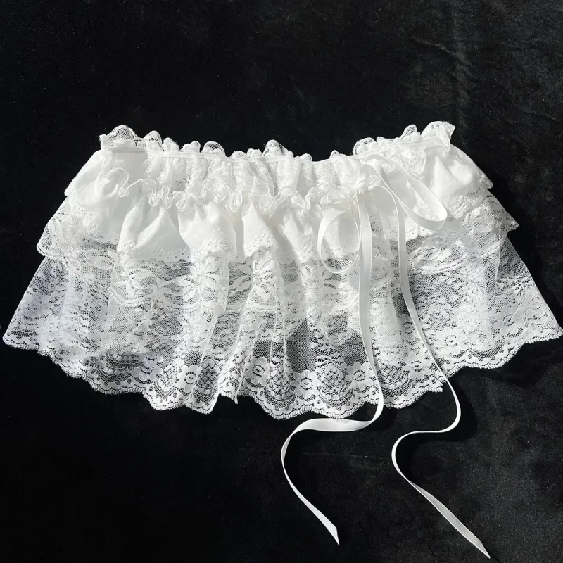 Korean Lace Layered Gauze Mini Skirt 2