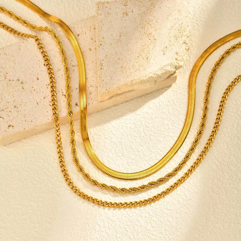 Gold Plated Layered Necklace Set 2