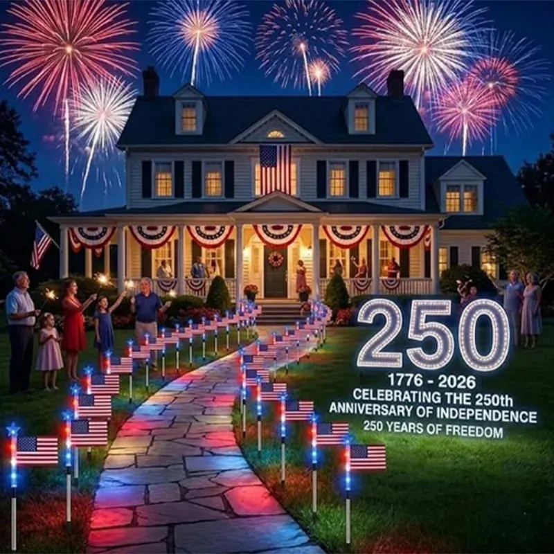 Solar American Flag Stake Lights 4