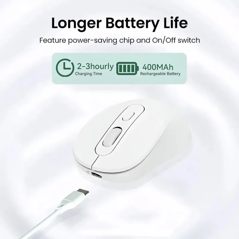 Wireless Mouse Bluetooth 5.2 & 2.4G Dual Mode Rechargeable Gaming Mouse, 1600 DPI Silent 5