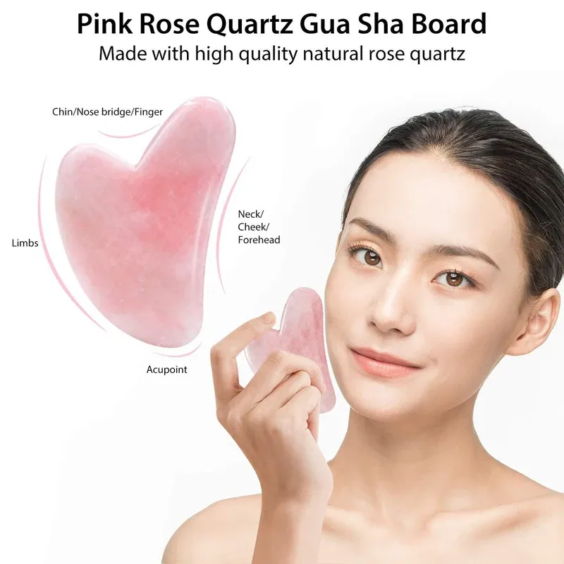 Rose Quartz Jade Roller & Gua Sha Set 4