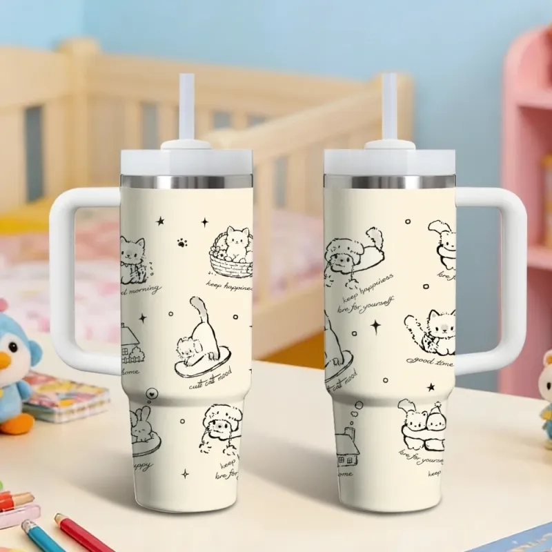 Cat-Themed Insulated Tumbler 40oz 1