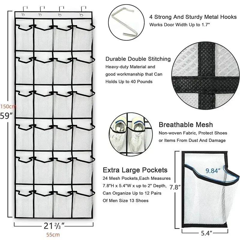 24-Pocket Over Door Shoe Organizer 6