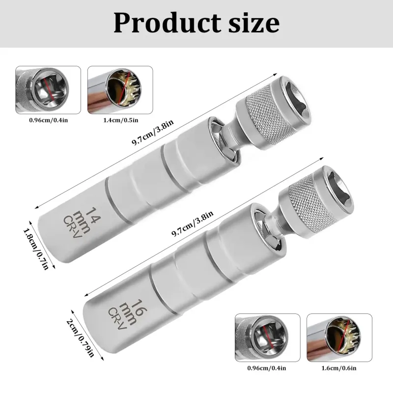 14mm/16mm Flexible Magnetic Spark Plug Wrench Set 2